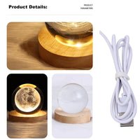 USB Night Light LED Crystal Ball 3D Galaxy Table Lamp for Kids