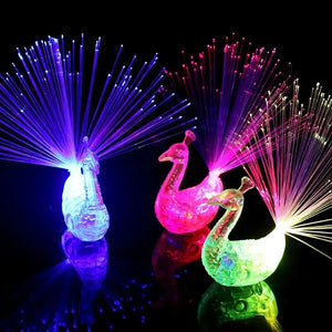 5 Pcs Flashing Finger Peacock Fiber Optic Light Glowing Screen Light For Kids