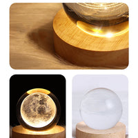 USB Night Light LED Crystal Ball 3D Galaxy Table Lamp for Kids