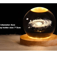 USB Night Light LED Crystal Ball 3D Galaxy Table Lamp for Kids