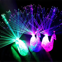 5 Pcs Flashing Finger Peacock Fiber Optic Light Glowing Screen Light For Kids