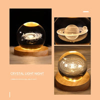 USB Night Light LED Crystal Ball 3D Galaxy Table Lamp for Kids