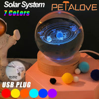 Crystal Colorful Saturn Solar System 3D Moon Table Lamp for Kids