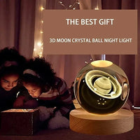 Crystal Colorful Saturn Solar System 3D Moon Table Lamp for Kids